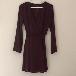 Lush Burgundy Elly Wrap Dress
